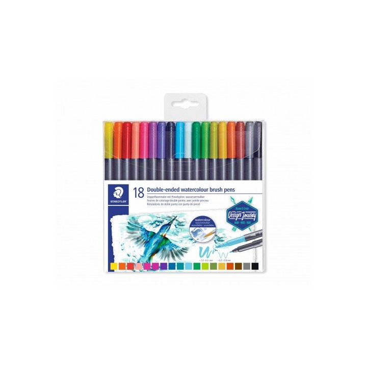 staedtler estuche de plastico con 18 rotuladores, colores surtidos staedtler 3001 tb18
