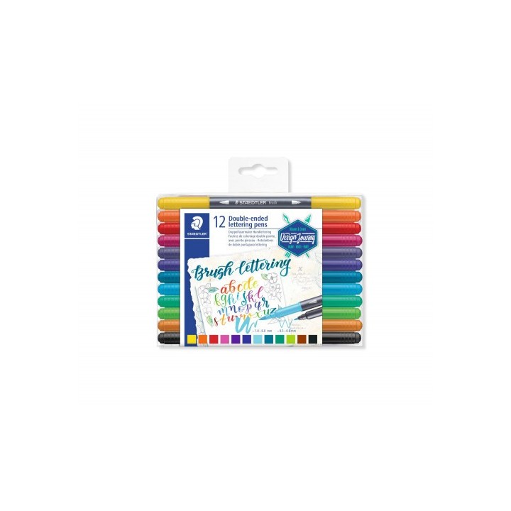 staedtler estuche de plastico con 12 rotuladores, colores surtidos staedtler 3004 tb12