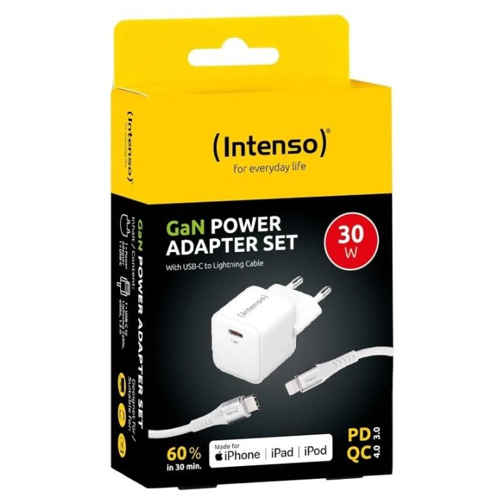 intenso  cargador pared gan w30c usb-cblanco