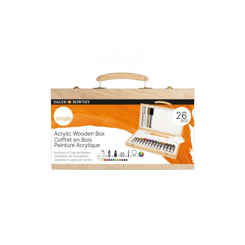 daler rowney caja de madera set de pintura acrilico daler rowney d12650055000