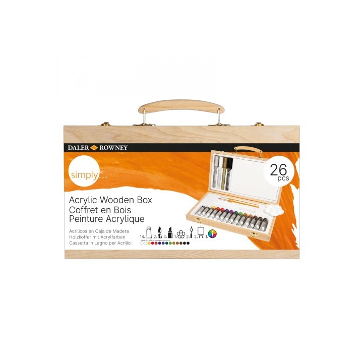 daler rowney caja de madera set de pintura acrilico daler rowney d12650055000