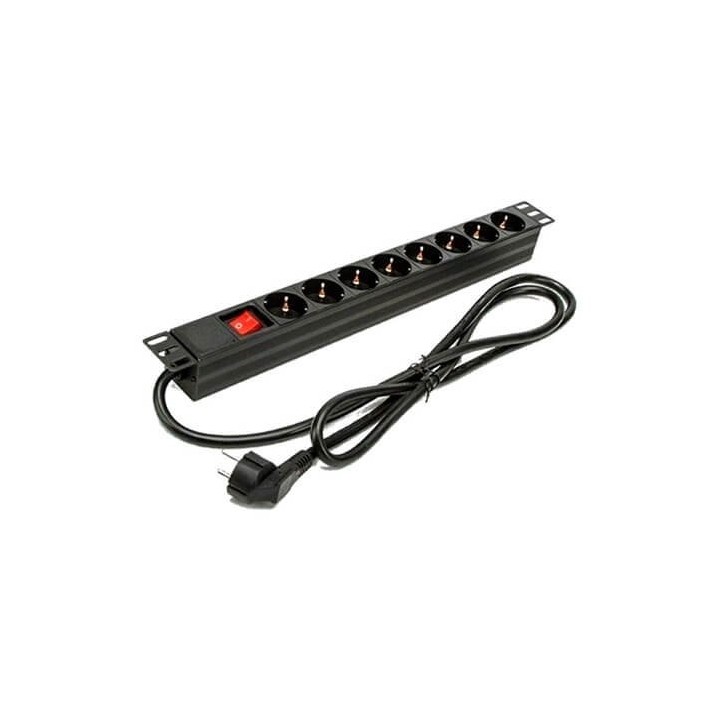 regleta 8 tomas 1.5m phasak negro 8 tomas 16a 19  estructura aluminio interruptor