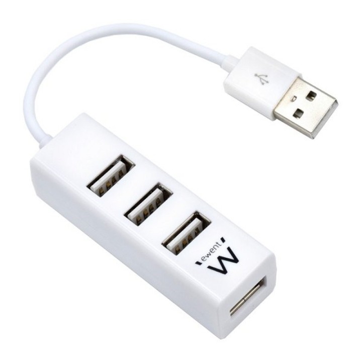 ewent ew1122 mini-hub usb 4 puertos blanco