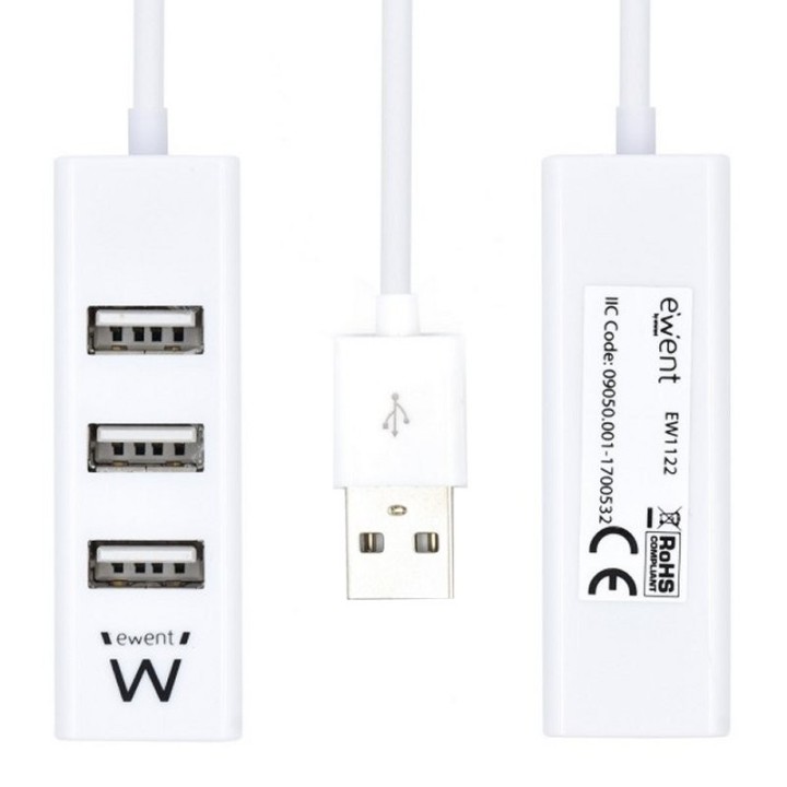 ewent ew1122 mini-hub usb 4 puertos blanco
