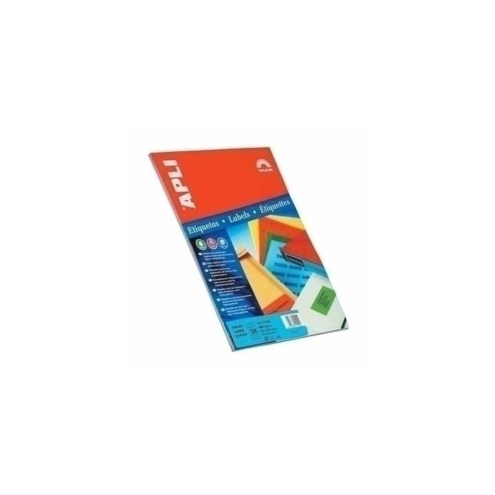 apli pack 20 hojas (480ud.)etiquetas verdes permanentes 70,0 x 37,0 mm apli 1594
