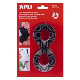 apli blister 2 cintas tipo velcro adhesivas color negro 20 mm x 1 m apli 13656