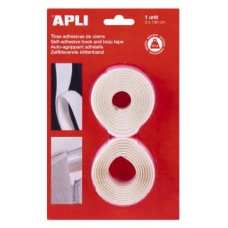 apli blister 2 cintas tipo velcro adhesivas color blanco 20 mm x 1 m apli 13657