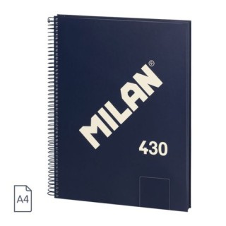 milan cuaderno a4 con espiral y tapa dura, 80 hojas blancas de 95 gr/m, coleccion 430 since 1918, az