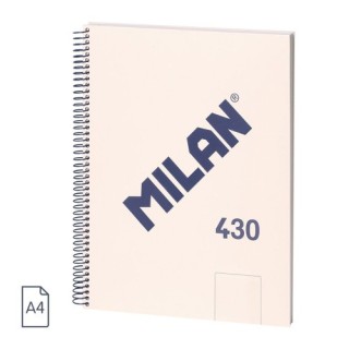 milan cuaderno a4 con espiral y tapa dura, 80 hojas blancas de 95 gr/m, coleccion 430 since 1918, be