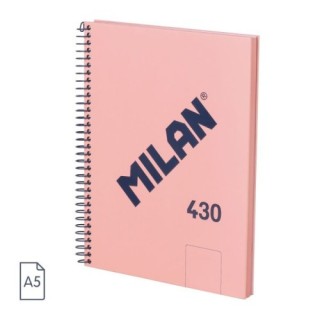 milan cuaderno a5 con espiral y tapa dura, 80 hojas blancas de 95 gr/m, coleccion 430 since 1918, ro