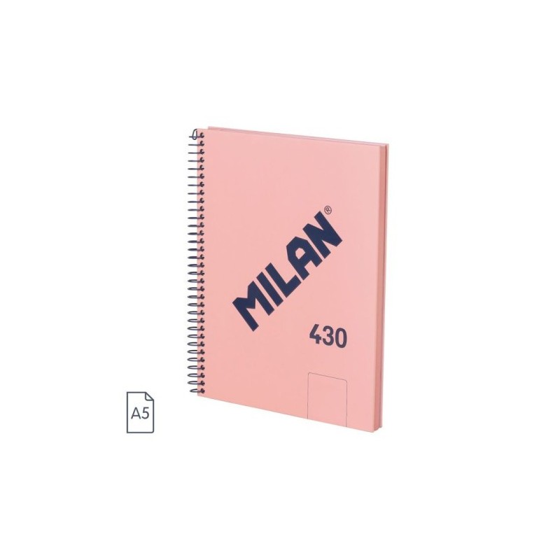 milan cuaderno a5 con espiral y tapa dura, 80 hojas blancas de 95 gr/m, coleccion 430 since 1918, ro