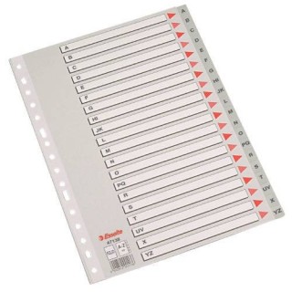 esselte separador alfabetico polipropileno multitaladro a-z formato folio color gris esselte 47138