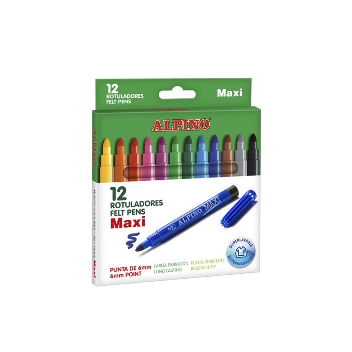 alpino estuche 12 unidades rotuladores punta gruesa colores surtidos alpino ar000006n