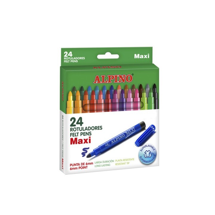 alpino estuche 24 unidades rotuladores punta gruesa colores surtidos alpino ar000007n