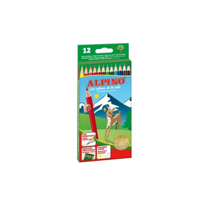 alpino estuche carton 12 unidades lapices hexagonales alta calidad 3mm. colores surtidos alpino al01