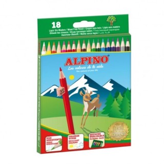 alpino estuche carton 18 unidades lapices hexagonales alta calidad 3mm. colores surtidos alpino al01