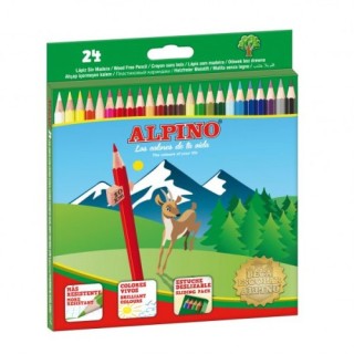 alpino estuche carton 24 unidades lapices hexagonales alta calidad 3mm. colores surtidos alpino al01
