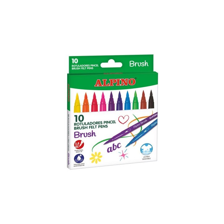 alpino estuche 10 rotuladores alpino punta pincel alpino ar001095