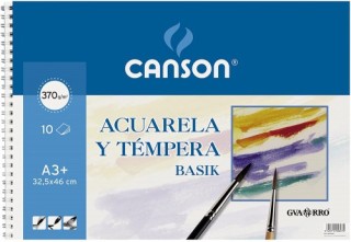 canson bloc escolar basik 370 gr. para tempera y acuarela  a3+ 10 hojas guarro canson c200400697