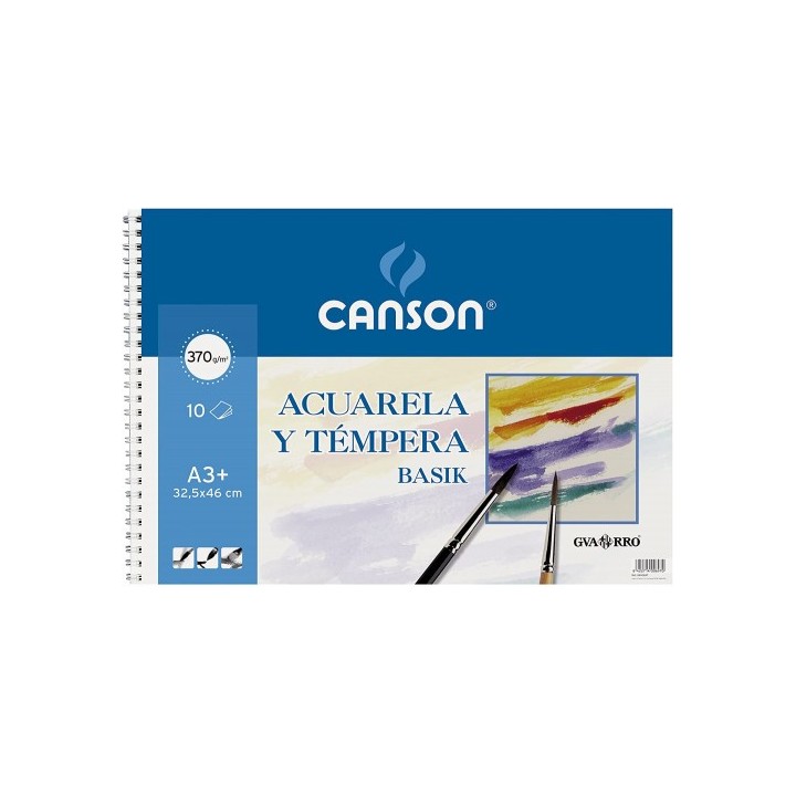 canson bloc escolar basik 370 gr. para tempera y acuarela  a3+ 10 hojas guarro canson c200400697