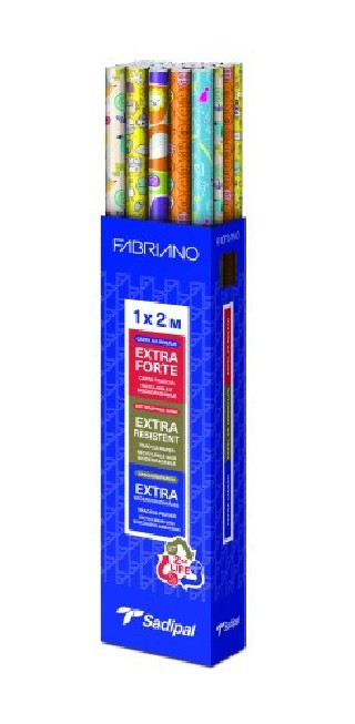 sadipal expositor 30 rollos papel de regalo everyday  happy moments kids 1x2 m 5 disenos fabriano s0