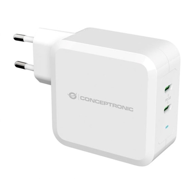 conceptronic cargador conceptronic pd 2 puertos usb - c althea - 100w - blanco