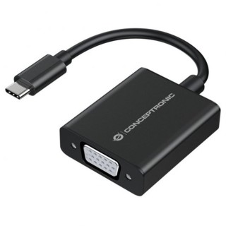 conceptronic adaptador usb tipo c a vga conceptronic 10.8cm - macho - hembra - negro
