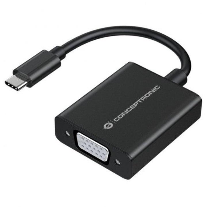 conceptronic adaptador usb tipo c a vga conceptronic 10.8cm - macho - hembra - negro