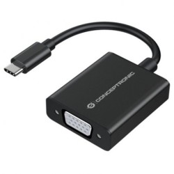 conceptronic adaptador usb tipo c a vga conceptronic 10.8cm - macho - hembra - negro