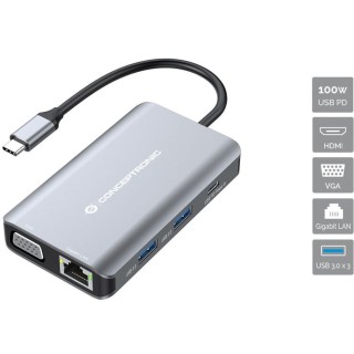 conceptronic docking station conceptronic donn21g 7 en 1 3 x usb 3.0 - 1 x hdmi - 1 x vga - 1 x rj45