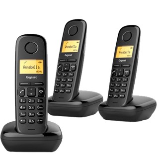 gigaset telefono fijo inalambrico gigaset a170 trio negro 50 numeros agenda -  10 tonos