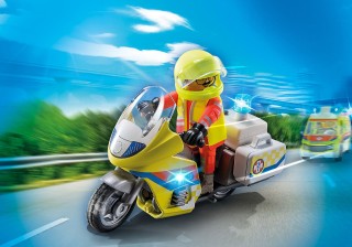 playmobil playmobil moto de emergencias con luz intermiente