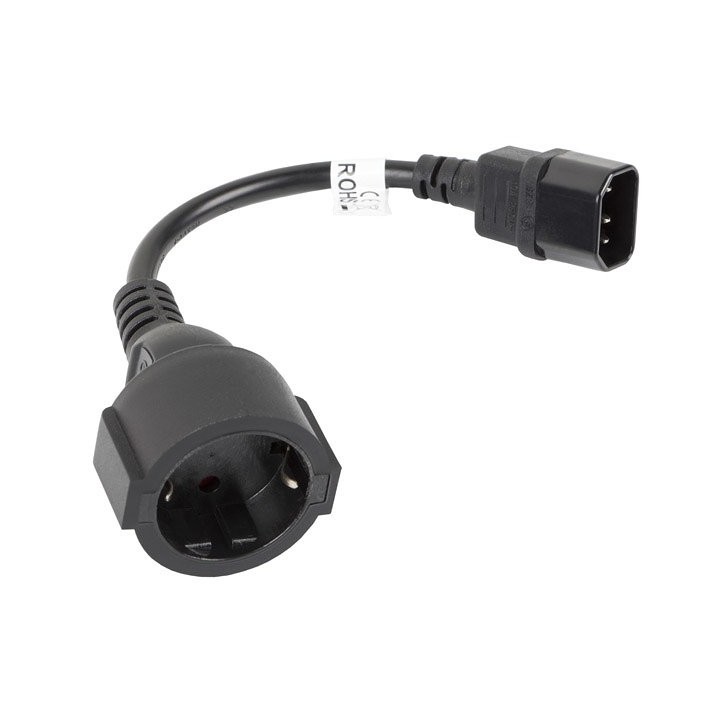 lanberg cable lanberg adaptador iec 320 c14 -  schuko cee7 hembra 20cm
