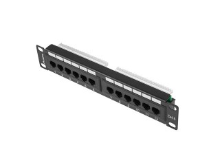 lanberg patch panel lanberg 12 puertos 1u 10pulgadas cat.6 negro