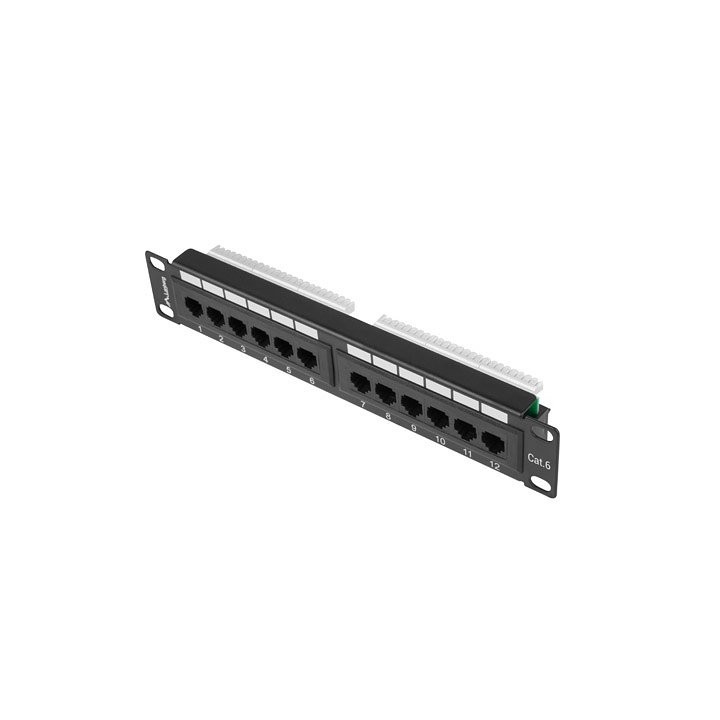 lanberg patch panel lanberg 12 puertos 1u 10pulgadas cat.6 negro