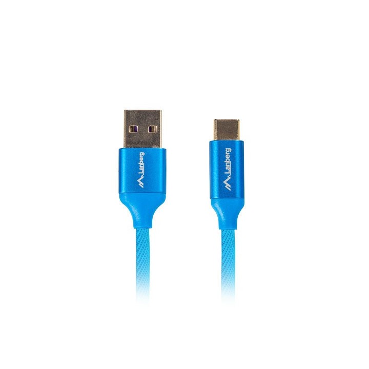 lanberg cable usb lanberg 2.0 macho - usb tipo c macho quick charge 3.0 0.5m azul