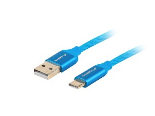 lanberg cable usb lanberg 2.0 macho -  usb tipo c macho quick charge 3.0 1m azul
