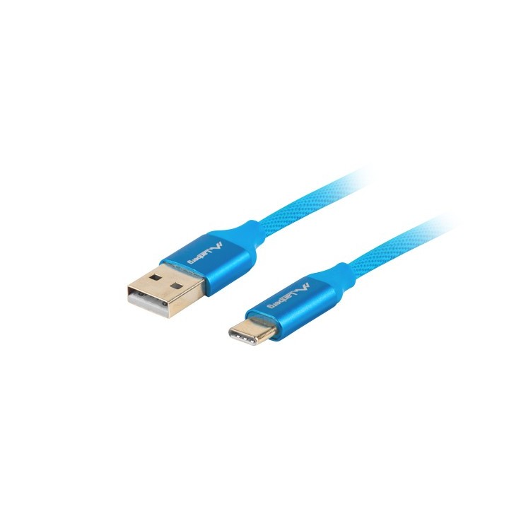 lanberg cable usb lanberg 2.0 macho -  usb tipo c macho quick charge 3.0 1m azul