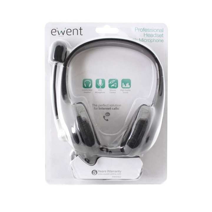 ewent ew3562 auriculares + microfono stereo negro