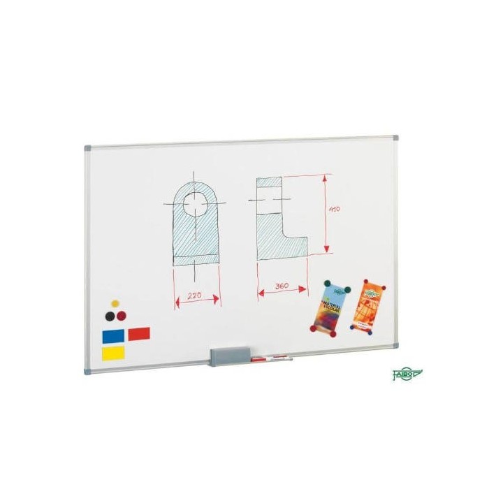 faibo pizarra magnetica blanca de acero lacado 60x90 cm. marco aluminio faibo 840-10