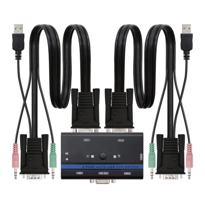nanocable kvm switch vga usb 1u-2pc+cable