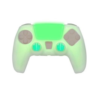 kit funda+grips mando ps5 fr-tec glow in the dark silicona sticker touchpad brilla oscuridad