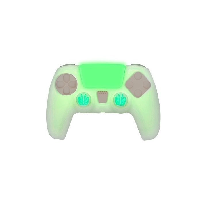 kit funda+grips mando ps5 fr-tec glow in the dark silicona sticker touchpad brilla oscuridad