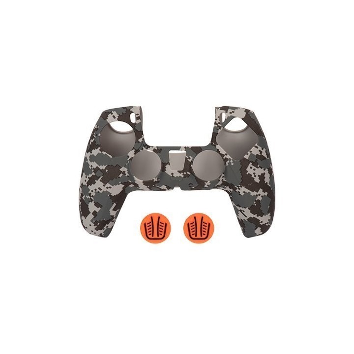 kit funda+grips mando ps5 fr-tec digital black silicona sticker touchpad skin camuflaje
