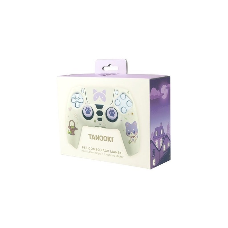 kit funda+grips mando ps5 fr-tec tanooki maneki aterciopelado sticker touchpad stickers maneki