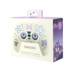 kit funda+grips mando ps5 fr-tec tanooki maneki aterciopelado sticker touchpad stickers maneki