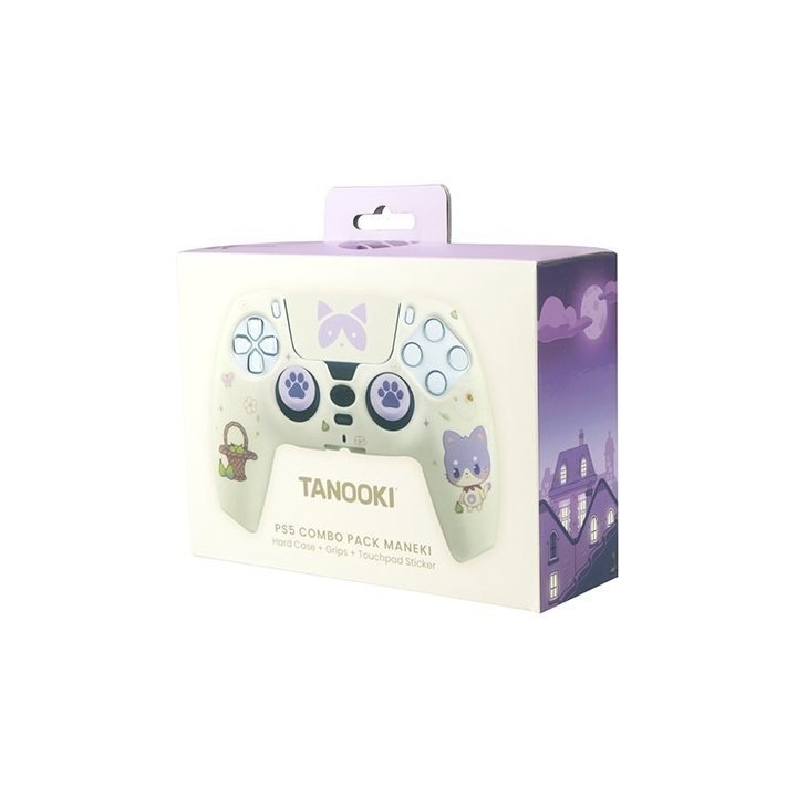 kit funda+grips mando ps5 fr-tec tanooki maneki aterciopelado sticker touchpad stickers maneki