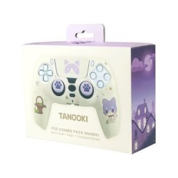 kit funda+grips mando ps5 fr-tec tanooki maneki aterciopelado sticker touchpad stickers maneki