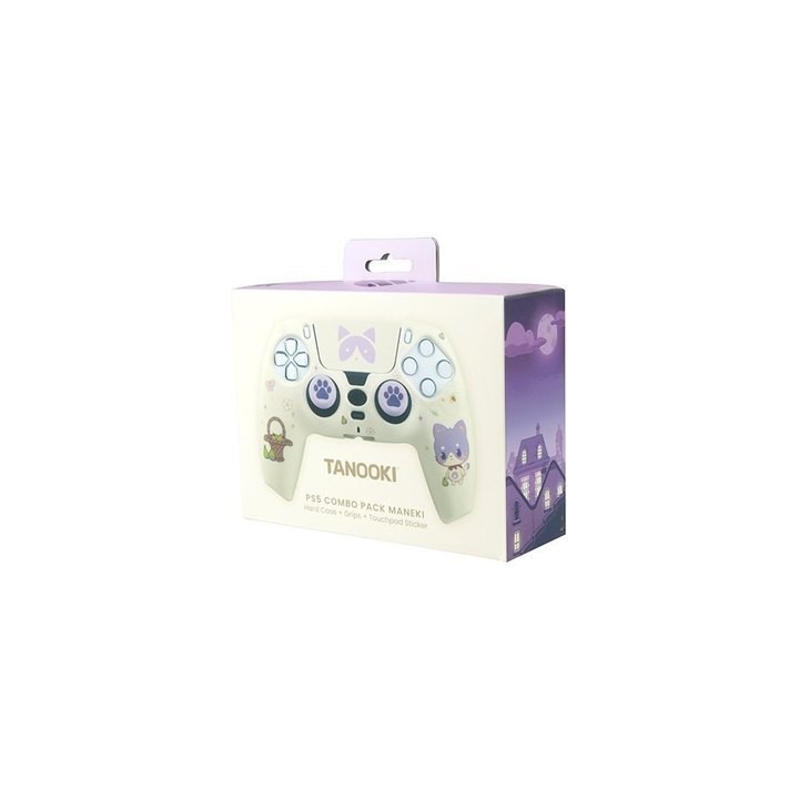 kit funda+grips mando ps5 fr-tec tanooki maneki aterciopelado sticker touchpad stickers maneki