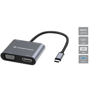 conceptronic hub usb tipo c conceptronic donn16g 1 x hdmi - 1 x vga - 1 x usb tipo c - 1 x usb 3.0
